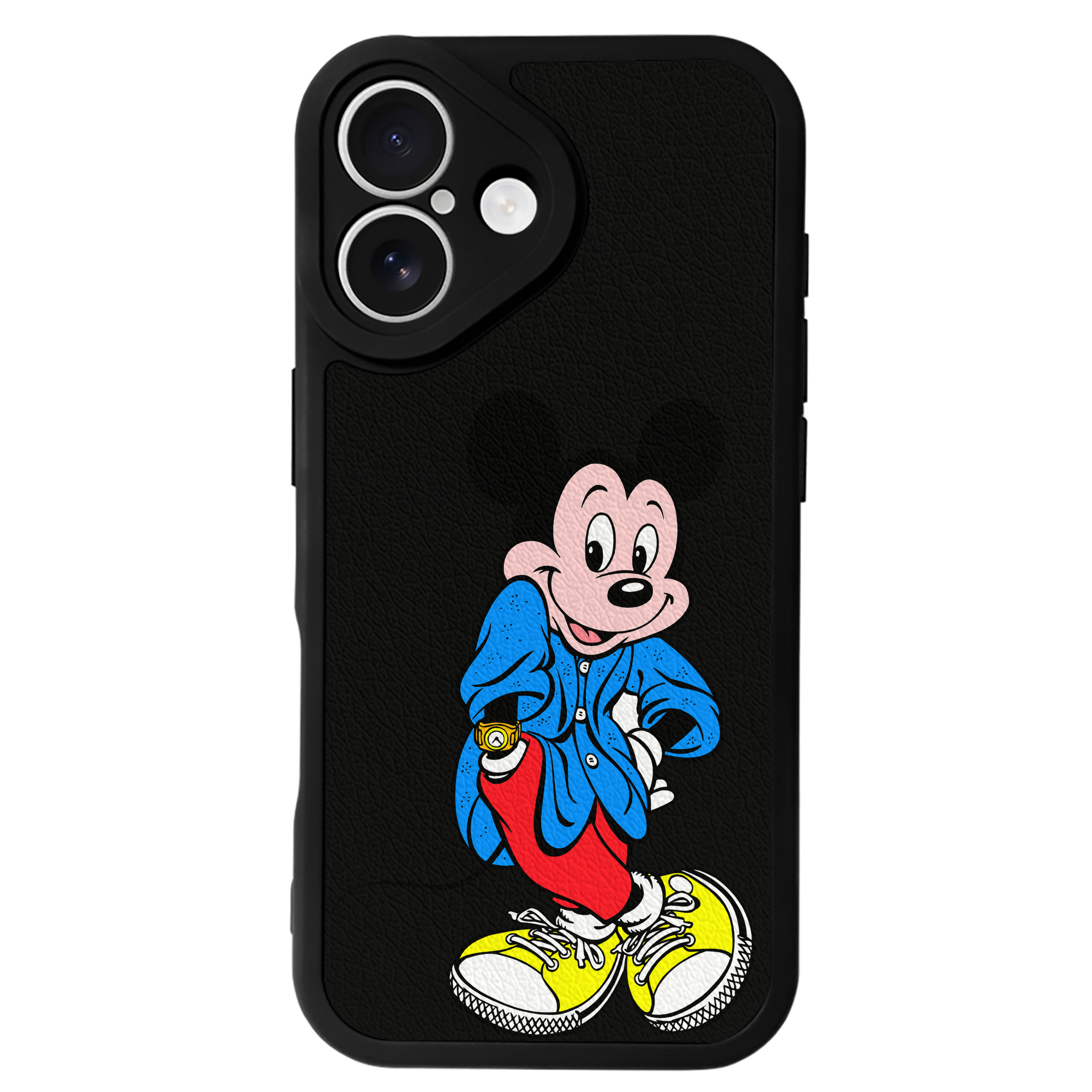 （画像用） ミッキーマウス Mickey Mouse 【iPhone 16シリーズ対応】シリコンスマホケース（レザー調） 材質：シリコン